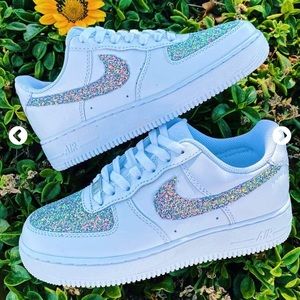 Drip Creationz silver chunky glitter AF1 sneakers